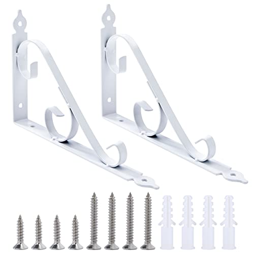 Soporte de Estante Triangular de Hierro Soporte de Esquina Soporte de Ángulo Corner Brace con Tornillos para Exhibición y Decoración de Jardinería 250 mm * 164 mm 1 Par (Blanco)