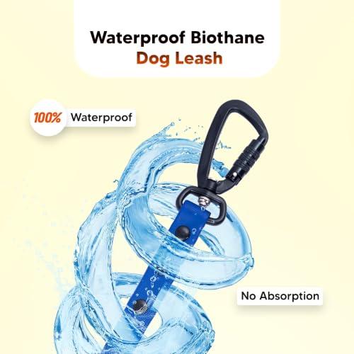 Image of Adil's Biothane Waterproof Dog Collar, Dog Leash & Collar Leash Combo | Heavy Duty TPU Coated Webbing | Adjustable Quick Release Buckle | Odour Resistant (Blue, M-18, Leash Only)