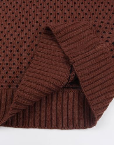 Women's Pullover Sweaters Long Sleeve Crew Neck Cute Multi-Hearts Knitted Casual Sweater