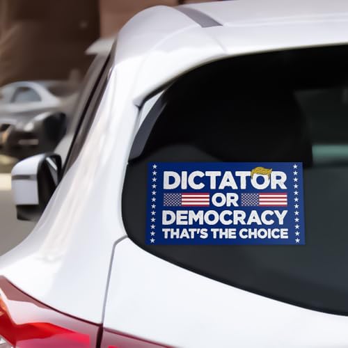 Image of [7.5x3.75] Democracy Not Dictatorship Bumper Sticker Anti Felon President Sticker Patriotic Bumper Sticker Funny Political Sticker Resist Fascism Vinyl Decal for Cars Windows Laptop Vehicle