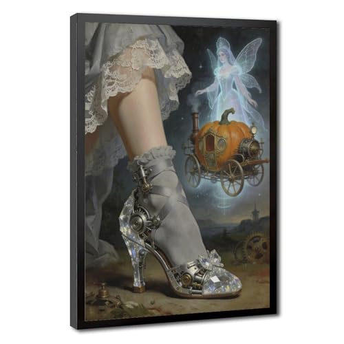Steampunk Cinderella Crystal Shoe Poster Frame - Vintage Fantasy Decor