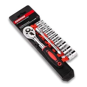 EGOFINE 12pcs 1/4 Inch Ratchet Socket Wrench Set, Drive Socket Set with 10 Sockets 4-13mm and 2 Way Quick Released Ratchet Handle and Extension Bar