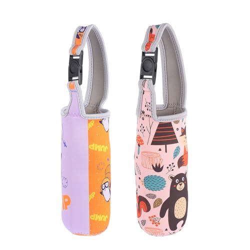 Abaodam Housse Isotherme pour Bouteille D’Eau en Néoprène 2 Pièces Motifs Animaux Portable et Résistante Adaptée aux Activités Sportives et Plein Air