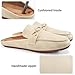 Ablanczoom Mules for Women Flat Shoes: Comfortable Slip on Flats for Womens Mule Metal Chain Backless Loafers Business Casual Shoe Beige