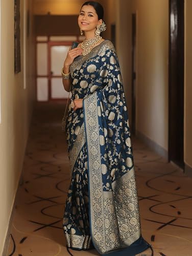 Image of Women's Kanjivaram Soft Silk Banarasi Saree With Blouse Piece | Banarasi Sari For Women | Saree with Blosepiece