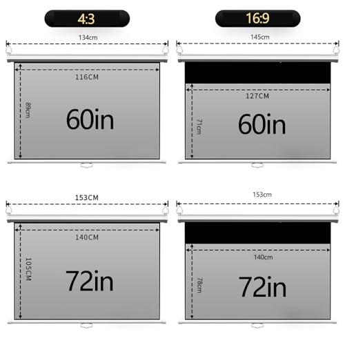 Pantalla de proyección portátil 16:9-72 pulgadas con ganancia 2.5 miniatura 2