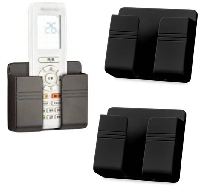 DSNS Wall Mounted Adhesive Remote Control Stand Mobile Phone Holder for Charging AC/TV Storage Box for All Smartphones | Pack of 3 (Blck)