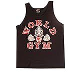 World Gym W321 Tank Top Athletic-Cut Classic Logo (XL, Black)
