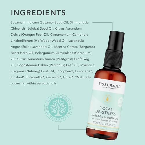 Tisserand - Total De-Stress - Massage & Body Oil - Orange, Geranium, Nutmeg Essential Oil - 100% Natural Pure Essential Oils - 100ml - Image 6