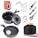 G4Free Outdoor Camping pan Hiking Cookware Backpacking Cooking Picnic Bowl Pot Pan Set 4/13 Piece Camping Cookware Mess Kit Knife Spoon(Grey)