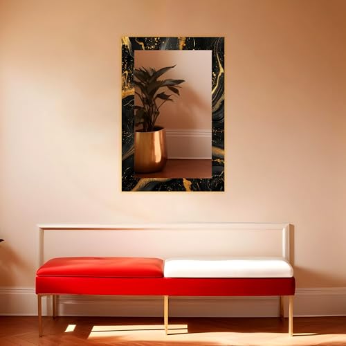 Image of KERLIX Rectangle Decorative Art Unique Fancy Digital Frameless CNC polishing Wall Mirror /Makeup Mirror /Bathroom Mirrors Size (12x18 inch). (4, 12 x 18)