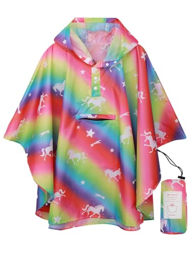 Image of SaphiRose Lightweight Kids Rain Poncho Jacket Waterproof Outwear Rain Coat