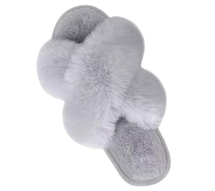 BLEQYS® Women Slippers Memory Foam Plush Slippers Winter Home Slippers Open Toe Slippers Comfortable Cotton Slippers (LEOPARD-GREY, UK Footwear Size System, Adult, Women, Numeric, Medium, 7.5) (B0CYZ89FSG) Amazon Price History, Amazon Price Tracker