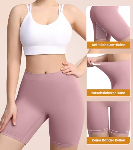 sellto 4 Pack Radlerhose Damen Kurz Boxershorts Unter Kleid Rock Unterziehhose Damen Anti Scheuern Unterhosen mit Bein Elastizität Kurze Leggings Hotpants Für Yoga, Fitness, Sport, Farbauswahl