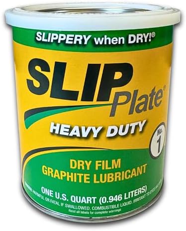 Slip Plate No. 1 Graphite Lubricant – 1 Quart Can – Dry Film Anti-Stick Coating for Lawn Mowers, Snow Blowers, Chutes, Farm Equipment, Industrial Use – Heavy Duty Graphite Paint