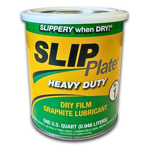 Slip Plate No. 1 Graphite Lubricant – 1 Quart Can – Dry Film Anti-Stick Coating for Lawn Mowers, Snow Blowers, Chutes, Farm Equipment, Industrial Use – Heavy Duty Graphite Paint