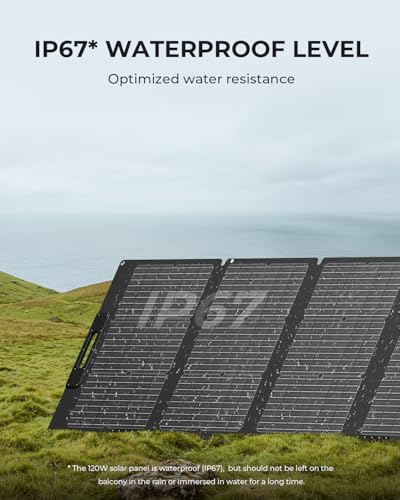 BLUETTI Solar Panel, 120 Watt for Portable Power Station EB3A EB55 EB70S AC2A AC70 AC180 AC200L AC200MAX AC300, Foldable Solar Charger with Adjustable Kickstands for RV, Camping, Blackout - Image 8
