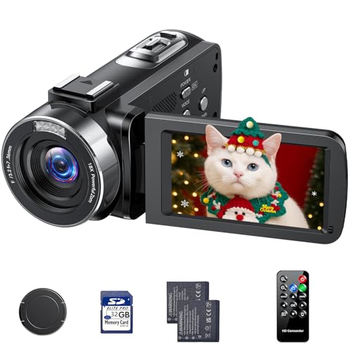 FIREFOTO Camcorder Video Camera, Digital Camera 42MP 4K Camera for Vlogging with 18X Digital Zoom 3” 270° Rotation Screen Cam Corder for YouTube with 2 Batteries, 32GB SD Card, Remote Control
