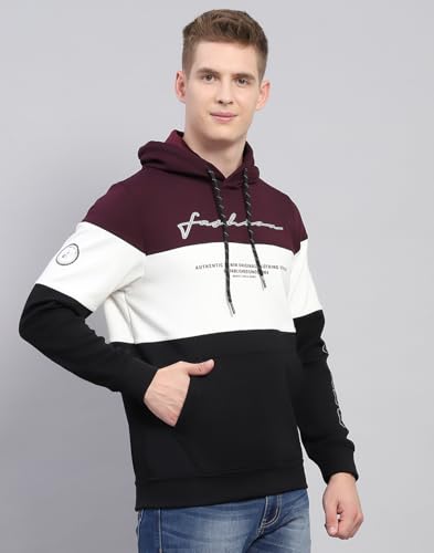 Image of Monte Carlo Printed Black Hooded Neck Full Sleeve Sweatshirt for Mens