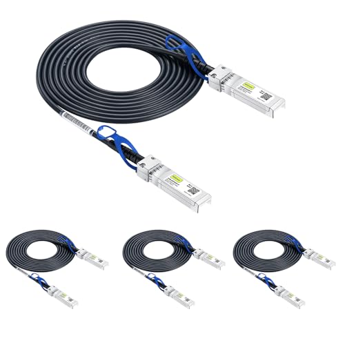 Image of 10Gtek 25G SFP+ DAC Cable - 25GBASE-CR SFP28 to SFP28 Passive Direct Attach Copper Twinax Cable for Cisco SFP-H25GB-CU3M, Ubiquiti UC-DAC-SFP28, Supermicro and More, 3-Meter(10ft), Pack of 4