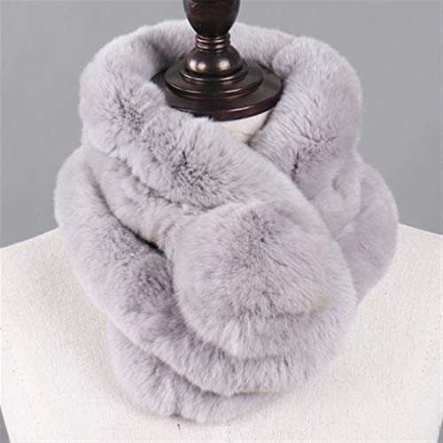 liangzishop Schal Damen Winter Natürlicher Rex Kaninchen Fur Ring Schal Frauen Warme Echte Rex Kaninchen Pelz Dame Echte Rex Kaninchen Pelzschals Schals & Tücher (Color : H, Size : S) Cover