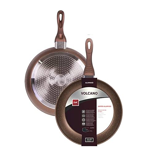 Sartén Antiadherente Cok - Envio 24 h - Apta para todas las cocinas - Inducción, Vitrocerámicas, Gas, Lavavajillas - Profesional OverGrip - Sarten Regalo - Enviado Cosecha Privada (Volcano, 24 cm)