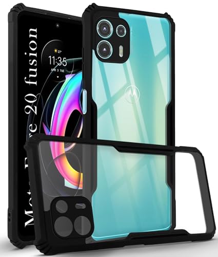 Image of Jkobi Back Case Cover for Motorola Moto Edge 20 Fusion (Shockproof with Polycarbonate Clear Panel | Professional Black)