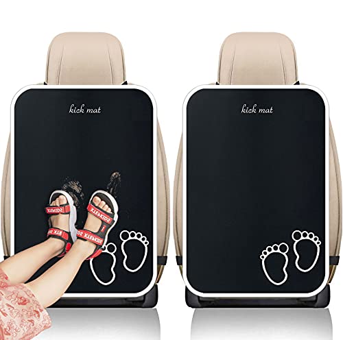 Seat Back Preotector Kids 2 PCS, Back Seat Protector for Kids, Kick Mats Car Back Seat Kick Protector for Car SUV Truck with Adjustable Straps