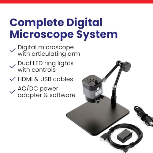 Image of AmScope UHM210 Series 1080p 2.0MP HDMI Digital Microscope on 11 inch Articulating Arm