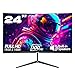 Gawfolk 24 Inch Monitor 100Hz Gaming Monitors FHD 1080P Curved Computer Display Screen HDMI VGA Suitable for commercial use, surveillance, office use (built-in speaker)