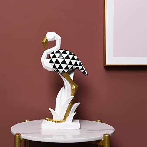 Quoowiit Sculptures Home Decor, Flamingo Statues And Figurines, Bird Figurine Decorations For Living Room, Shelf, Table, Garden, Resin Modern Simple Animal Sculpture With Unique Triangle Embossment #TOP3