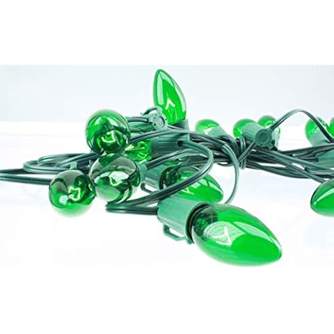 Halloween Indoor/Outdoor 25’ String Lights Pro-Series Pack, Includes Bulbs - Transparent Green Incandescent Light Bulbs (25 Bulbs) Cover