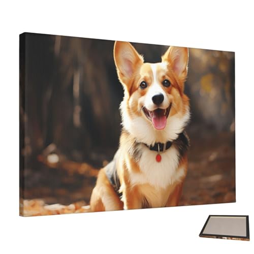 Décoration murale pour chambre : la toile corgi moderne et sobre