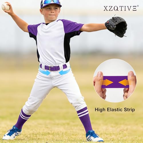 Image of XZQTIVE Baseball Softball Socks and Belt Combo Set Adjustable Softball Socks and Elastic Belt for Kids Youth Adult