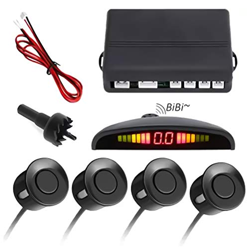 Fabtec Car Reverse Parking Sensor with LED Display, Buzzer and Ultrasonic Reverse Parking Auto Radar Detectors (Black)