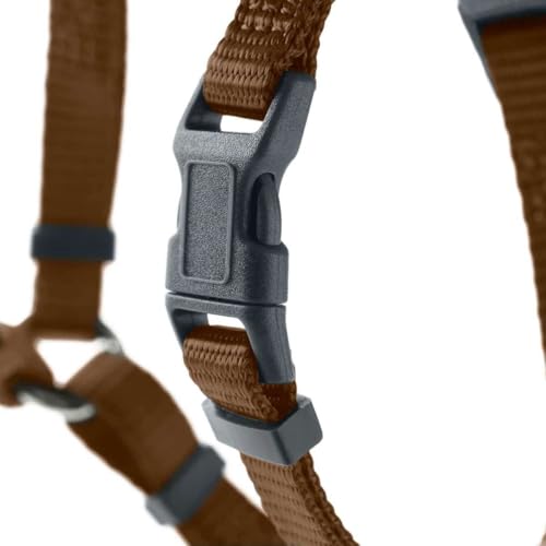 Hunter Hundegeschirr London Vario Rapid, 4-Fach verstellbares Y-Geschirr für kleine & mittlere Hunde, Sicherheitsverschluss mit Verriegelung, Farbe: braun, Größe: XXS/1