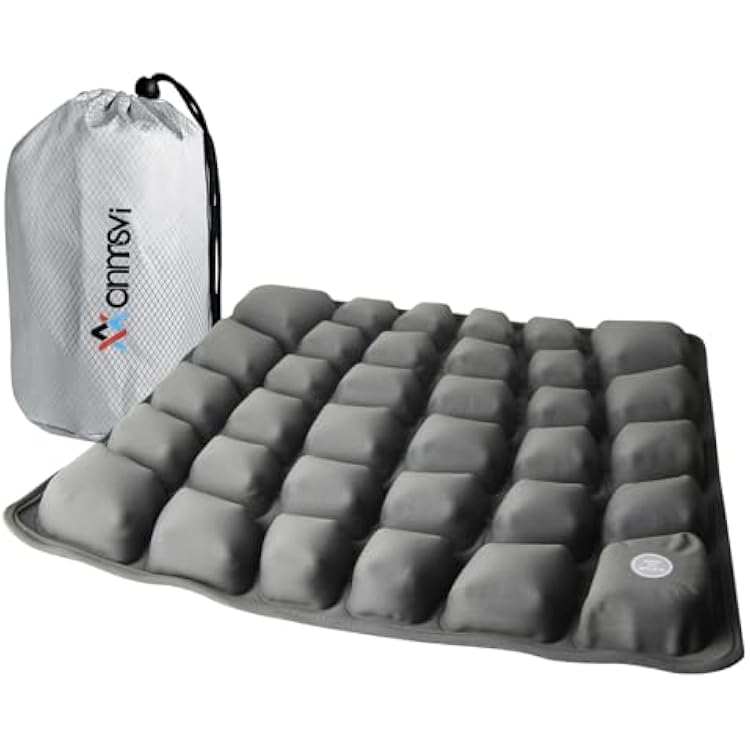Inflatable Seat Cushion with Built-in Pump for Airplane Travel, Car & Office Chair - Portable Air Pad for Sciatica, Coccyx & Tailbone Pain Relief - 3D Air Cell Support for Long Sitting, 0.8lbs