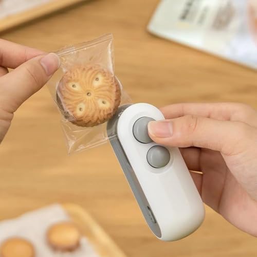 Mini Seladora Embalagens Portátil USB Recarregável Prática DUPLA FUNÇÃO SELA E CORTA Magnética Selad