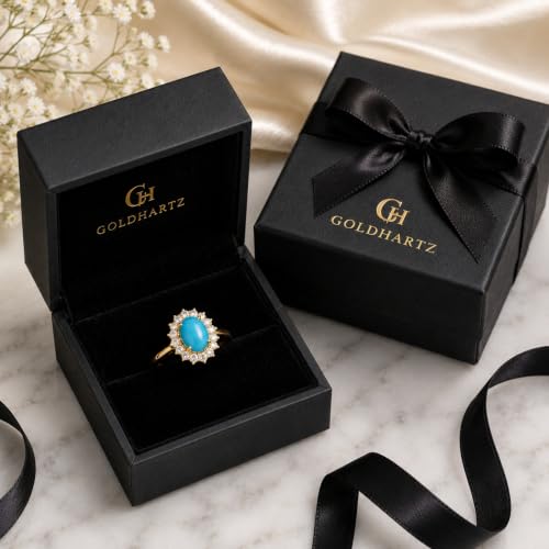 Image of Princess Diana Inspired Halo Birthstone Ring for Women Girls | Pure 925 Sterling Silver with AAA+ Natural Gemstone | 18K Gold-Plated | Best Gift for Birthday, Anniversary, or Valentine�s Day