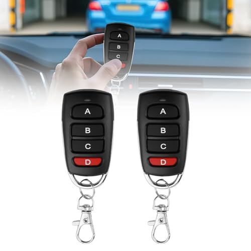 Mando a distancia universal para portal 433 MHz, 2 piezas Mando a distancia universal duplicador, Clonación de puerta de garaje Mando a distancia con 4 botones copiable para Pt2262/EV1527/HCS200 y