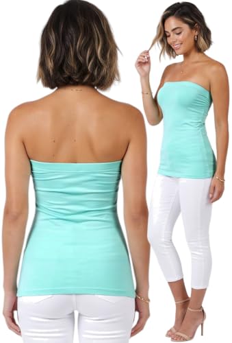 Image of ToBeInStyle Women's Cotton-Spandex Blend Stretchy Tube Top