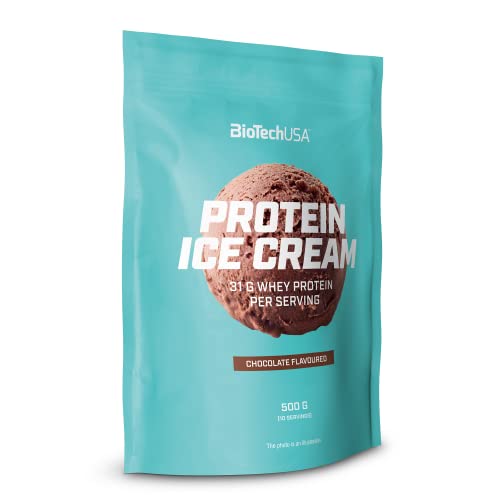 BioTechUSA Protein Ice Cream, Helado proteíco en polvo con concentrado de proteína de suero de leche, con azúcar, 500 g, Chocolate