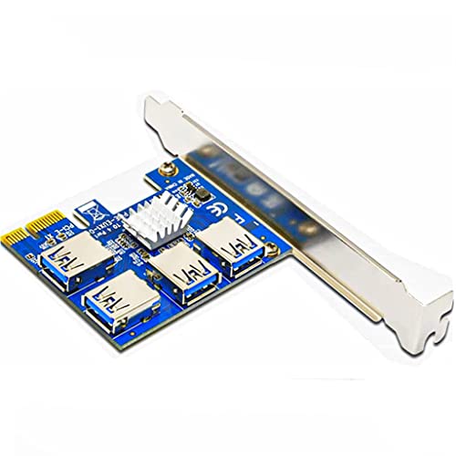 PCI Express Multiplier Riser Card, PCIe 1 to 4 PCI-Express 16X Slots Riser Card PCI-E 1X to External 4 PCI-e USB 3.0 Adapter Multiplier Card for Bitcoin Mining Device