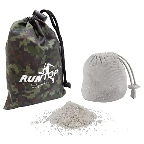 RUNTOP 2.4OZ Refillable Magnesium Carbonate Powder Gym Chalk Ball Bag Sock for Weightlifting Cross Fitness Training Gymnastics Rock Climbing Deadlifting Workout Bouldering Billiards Pole Dancing Cover