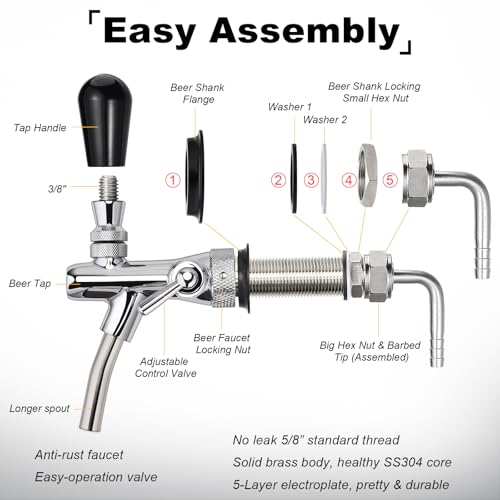 FERRODAY Flow Control Beer Faucet Shank, Long Shank Adjustable Beer Faucet by Ferroday - Used condition - Image 4