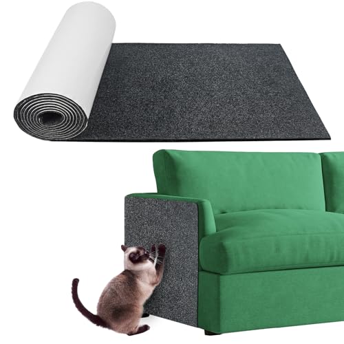 Leafpool Anti Cat Scratch Furniture Protector Mat, 120"x16" Large Cat Scratching Mat, Self-Adhesive Couch Furniture Protectors from Cats Claws Trimmable DIY Wall Climbing Carpet (Dark Grey)
