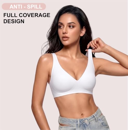 Image of Women's Pure Cotton Blend Lightly Padded Bra (Pack of 3) | Full Coverage Wirefree T-Shirt Bra | Soft Breathable Everyday Bra | Adjustable Straps | Comfortable Multicolor Bra