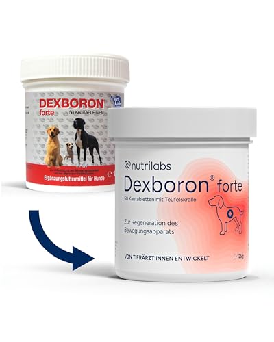 NutriLabs Dexboron® forte Hunde Kautabletten 50 STK. - Tabletten mit Teufelskralle für Hunde - Hunde Regenerationsmittel mit Weidenrinde, Weihrauchextrakt u.v.m. - Hunde Regenerationsmittel