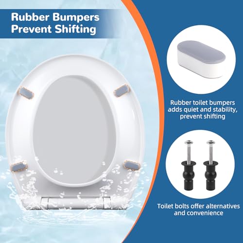 Image of Universal Premium Round Toilet Seat Soft Close with Cover, One-Click, White