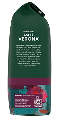 Image of Starbucks Caffe Verona Coffee, Dark, Ground, 12-Ounce Bags (Pack of 3)
